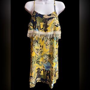 Peppermint Floral Fringe Slip Dress